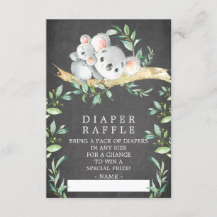 Koala Bear Baby Shower Diaper Raffle Ticket Enclosure Card