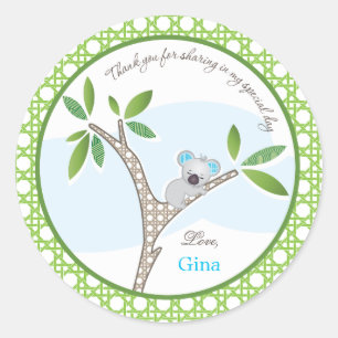 Koala Bear Baby Shower Favor Sticker