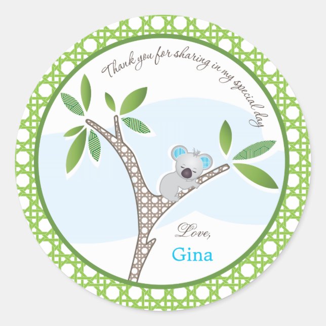 Koala Bear | Baby Shower Favor Sticker (Front)