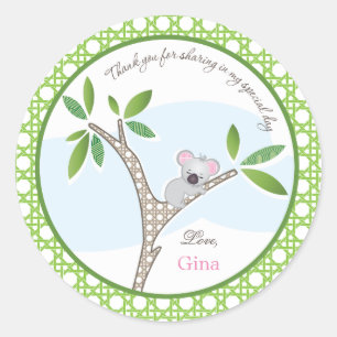 Koala Bear Baby Shower Favor Sticker