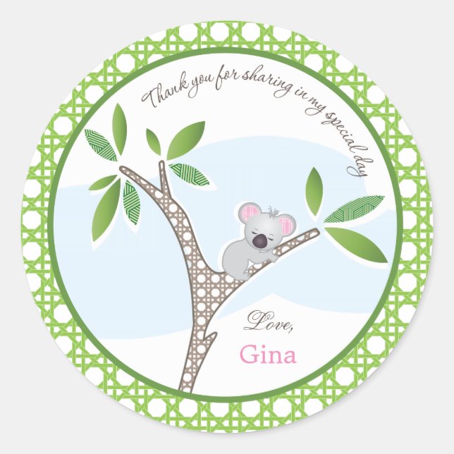 Koala Bear | Baby Shower Favor Sticker (Front)
