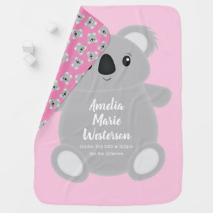 Koala Bear Baby Shower Girl Baby Blanket