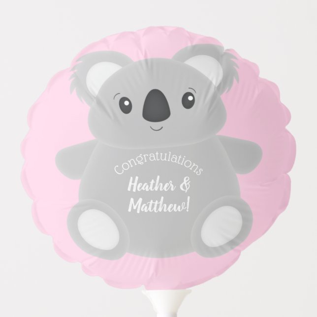 Koala Bear Baby Shower Girl Balloon (Front)