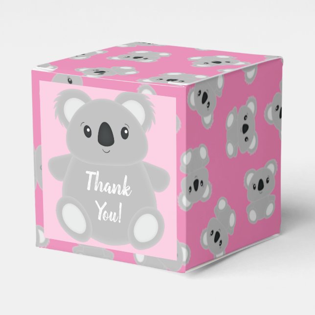 Koala Bear Baby Shower Girl Favor Boxes (Front Side)