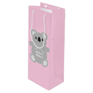 Koala Bear Baby Shower Girl Wine Gift Bag