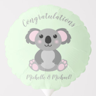 Koala Bear Baby Shower Green Gender Neutral Balloon