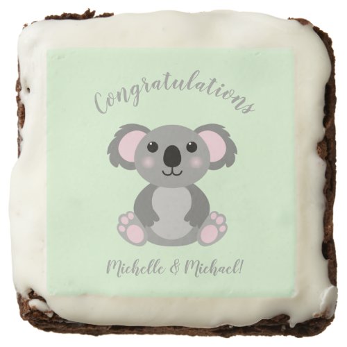 Koala Bear Baby Shower Green Gender Neutral Brownie