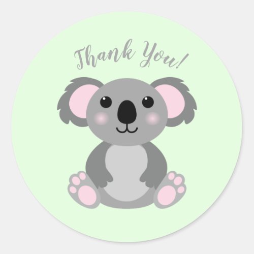 Koala Bear Baby Shower Green Gender Neutral Classic Round Sticker