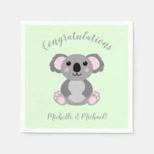 Koala Bear Baby Shower Green Gender Neutral Napkins