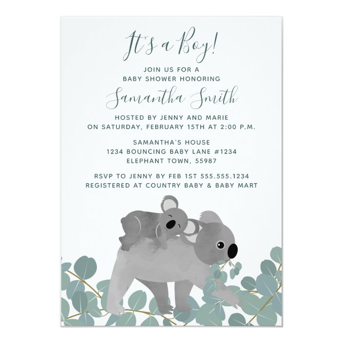 Koala Bear Baby Shower Invitation Zazzle Com