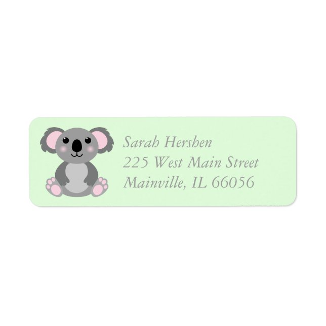 Koala Bear Baby Shower Label (Front)
