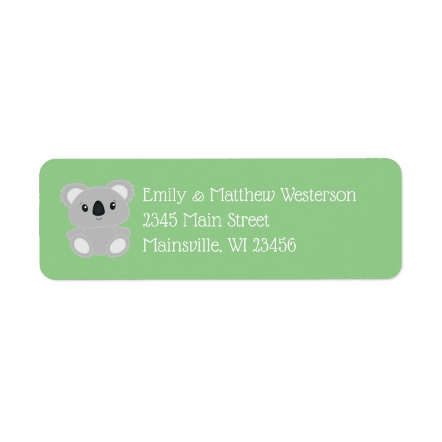 Koala Bear Baby Shower Label (Front)