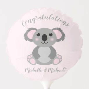 Koala Bear Baby Shower Pink Girl Balloon