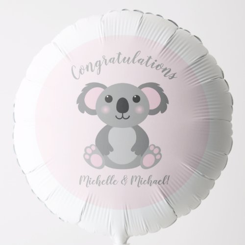 Koala Bear Baby Shower Pink Girl Balloon