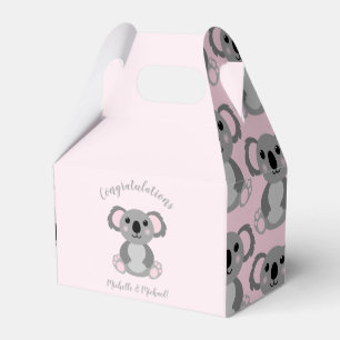 Koala Bear Baby Shower Pink Girl Favor Boxes