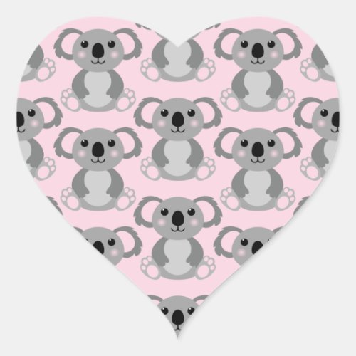 Koala Bear Baby Shower Pink Girl Heart Sticker