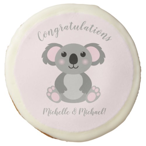 Koala Bear Baby Shower Pink Girl Sugar Cookie