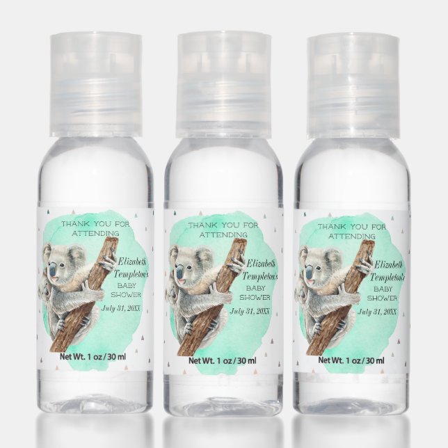 Koala Bear  Baby Shower Thank You Favor Hand Sanitizer (Set)