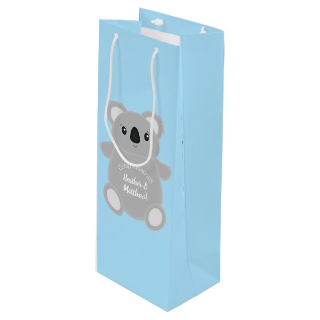 Koala Bear Baby Shower Wine Gift Bag (Front Angled)