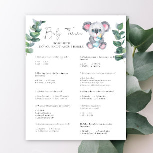 Koala Bear Baby Trivia Baby Shower Game