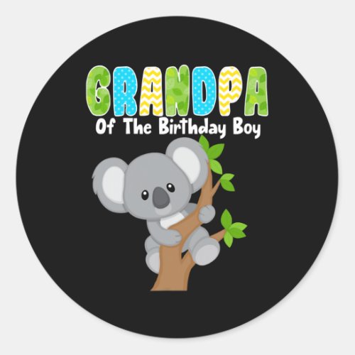 Koala Bear Birthday Grandpa Of The Birthday Boy Classic Round Sticker