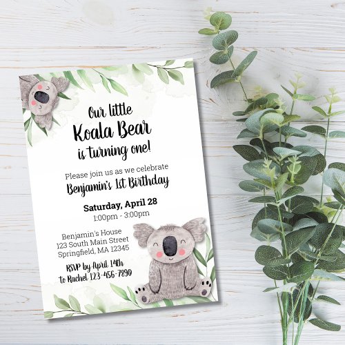 Koala Bear Birthday Invitation