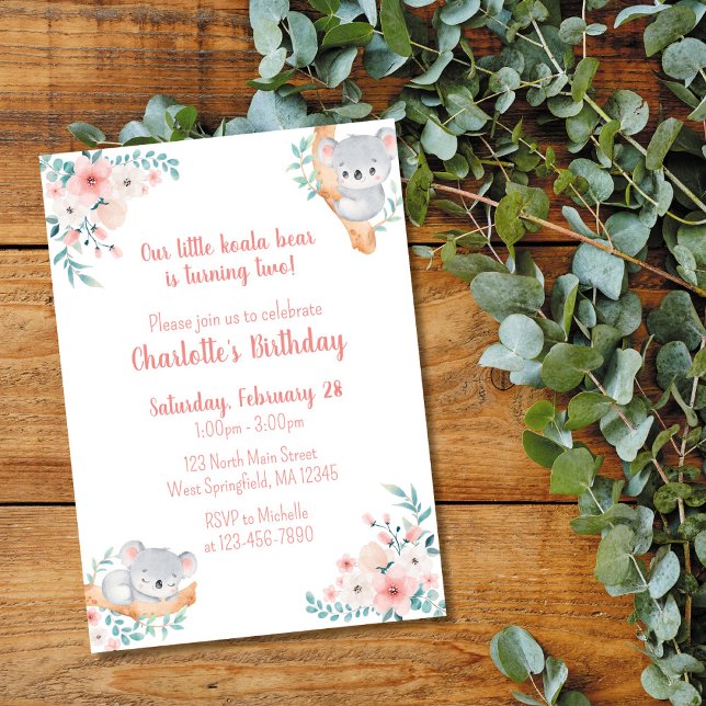 Koala Bear Birthday Invitation (Creator Uploaded)