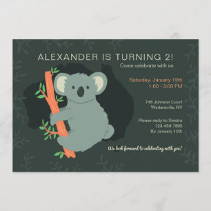 Koala Bear Birthday Party Invitation