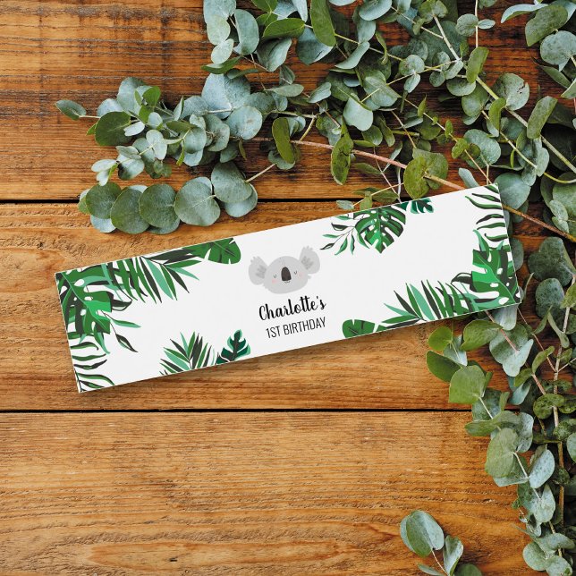 Koala Bear Birthday Water Bottle Label (Creator Uploaded)