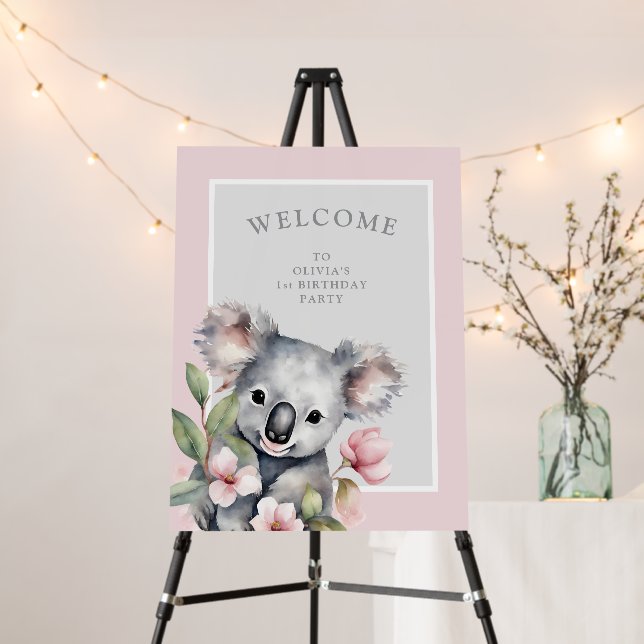 Koala Bear Birthday Welcome  Foam Board (In Situ (Stand))