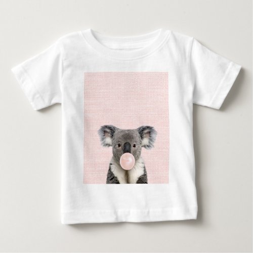 Koala Bear Blowing Pink Bubble gum  Baby T_Shirt