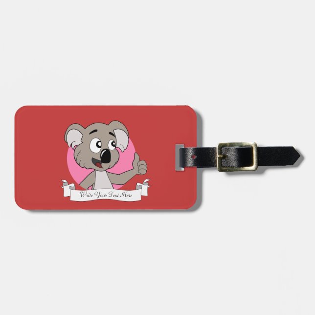 Koala bear cartoon luggage tag (Front Horizontal)