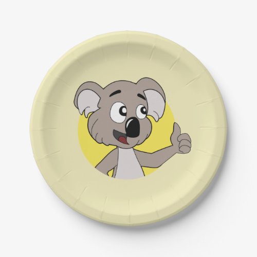 Koala bear cartoon paper plates