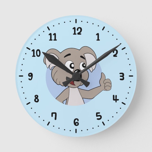 Koala bear cartoon round clock (Front)