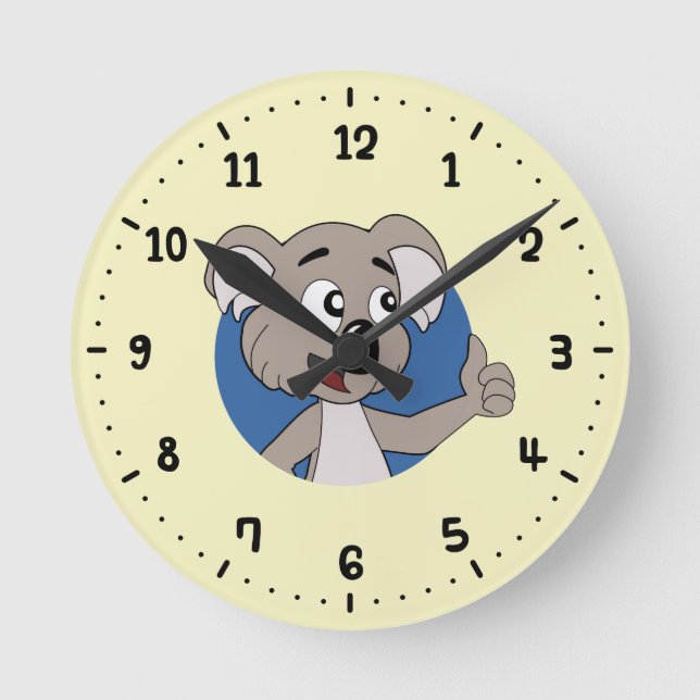 Koala bear cartoon round clock (Front)