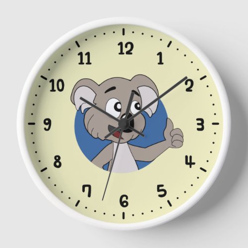 Koala bear cartoon round clock