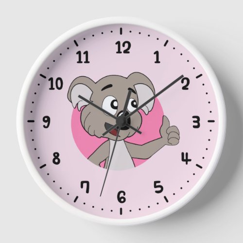 Koala bear cartoon round clock