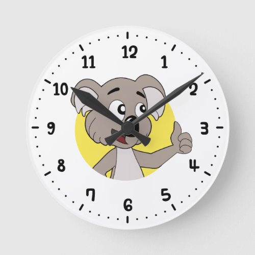 Koala bear cartoon round clock