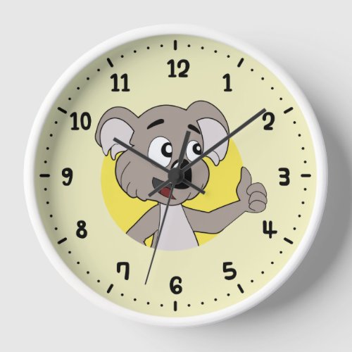 Koala bear cartoon round clock