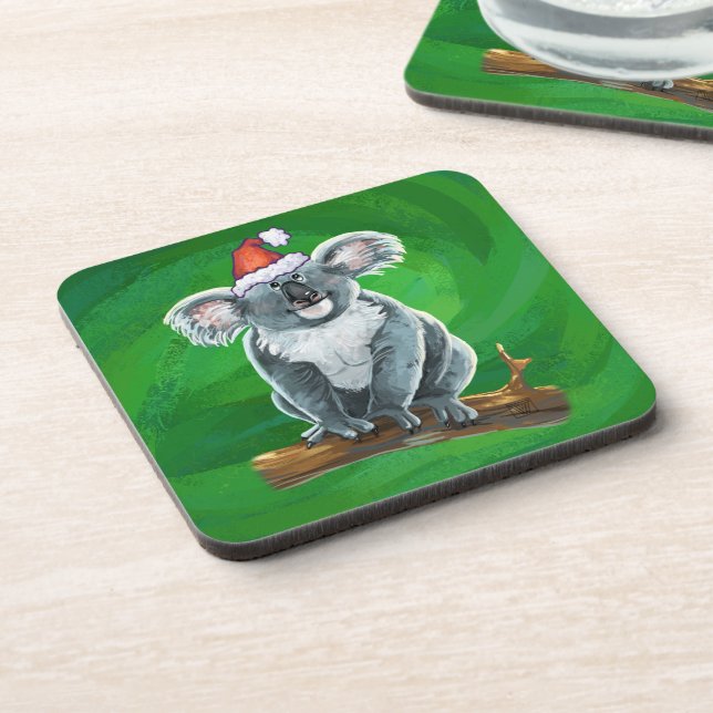 Koala Bear Christmas Beverage Coaster (Left Side)