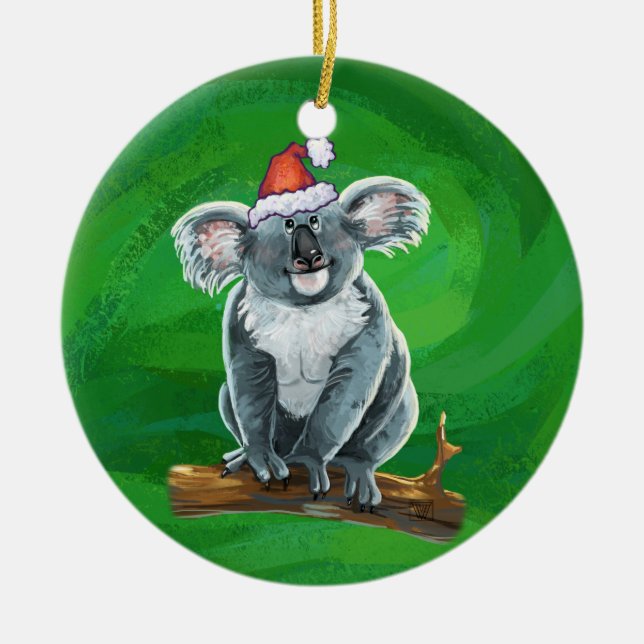 Koala Bear Christmas Ceramic Ornament (Front)