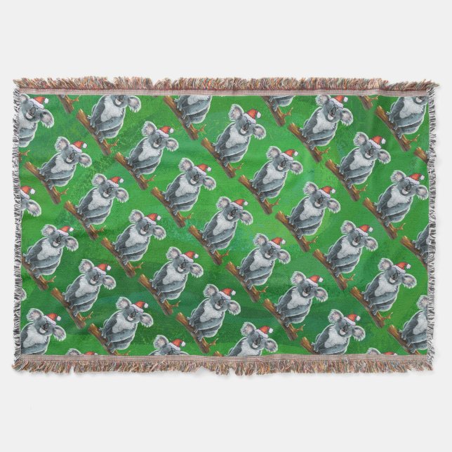 Koala Bear Christmas Throw Blanket (Front)