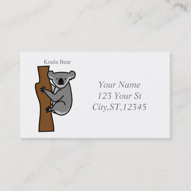 Koala Bear Climbing Tree Thunder_Cove Business Card (Front)