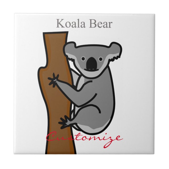 Koala Bear Climbing Tree Thunder_Cove Ceramic Tile (Front)