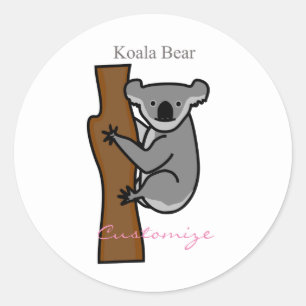 Koala Bear Climbing Tree Thunder_Cove Classic Round Sticker