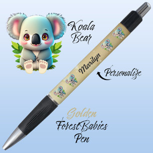 Koala Bear, Colorful Gold, Cute Woodland Animal Pen