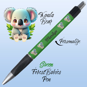 Koala Bear, Colorful Green, Cute Woodland Animal Pen