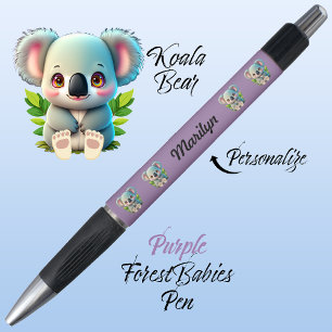 Koala Bear, Colorful Purple, Cute Woodland Animal Pen