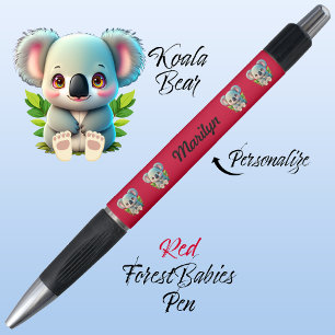 Koala Bear, Colorful Red, Cute Fun Woodland Animal Pen
