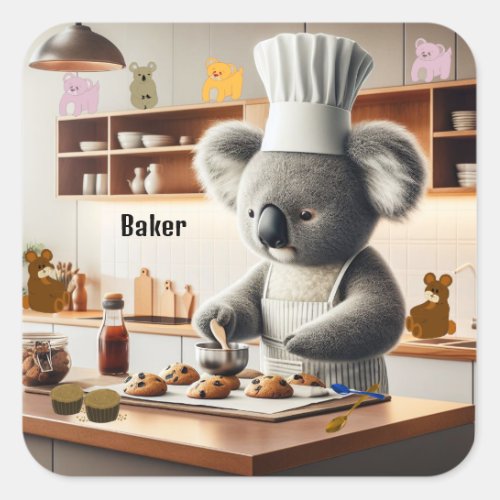 Koala Bear Cookie Baker Square Sticker